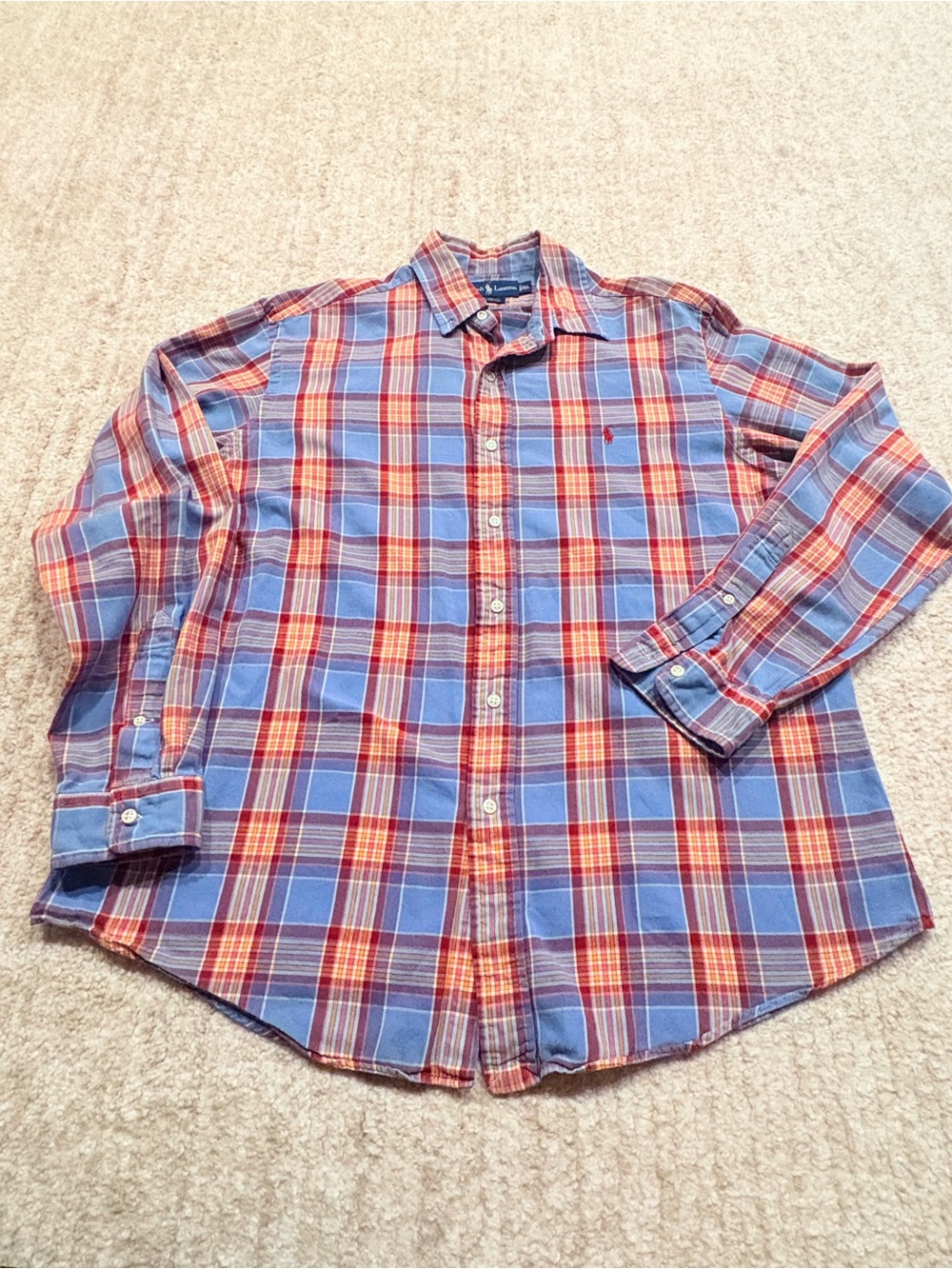 Ralph Lauren Men's XL Long Sleeve Button-Up 100% Cotton Custom Fit